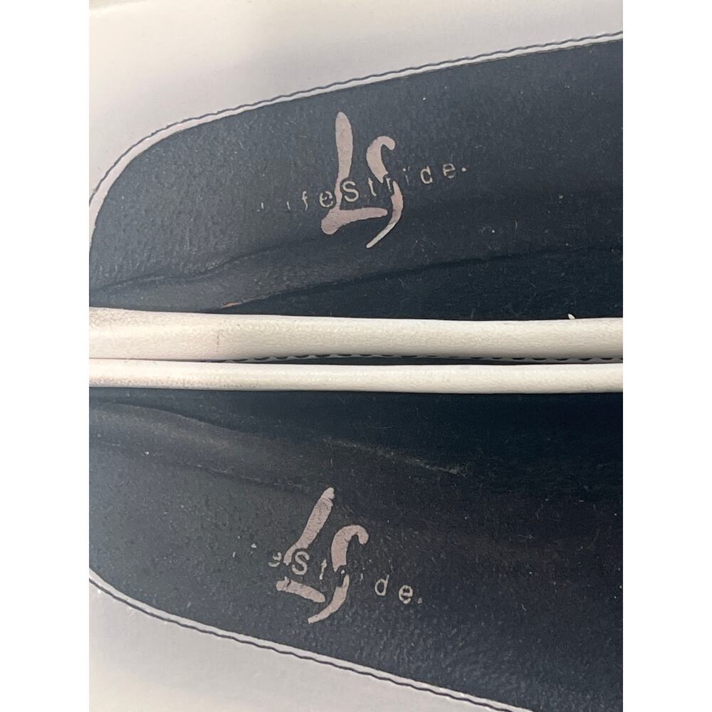 Life Stride Women Leather Slip‎ On Loafer Mules Shoes Comfort Size 9 White Black - Picture 5 of 7